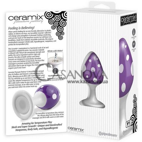 Основное фото Полая керамическая пробка Ceramix No. 1 бело-фиолетовая 9 см