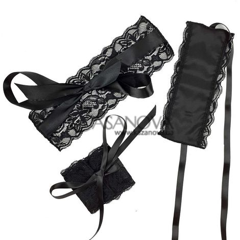 Основное фото Повязка на глаза с наручниками Blindfold And Handcuffs Aria чёрная