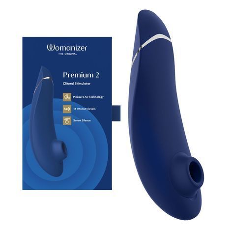Основне фото Вакуумний кліторальний стимулятор Womanizer Premium 2 темно-синій 15,5 см