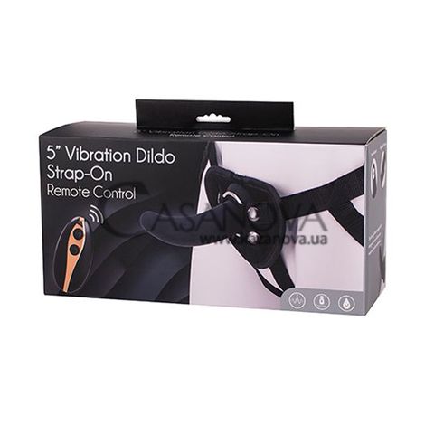 Основне фото Жіночий страпон з вібрацією 5" Vibration Dildo Strap-On Remote Control чорний 12,5 см