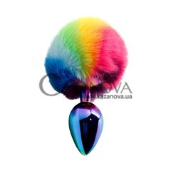 Основное фото Анальная пробка Wooomy Filippi M разноцветная с разноцветным хвостом 8 см