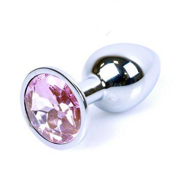 Основное фото Анальная пробка Boss Series Exclusivity Silver Rose серебристая с розовым кристаллом 7 см
