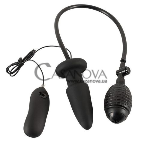 Основное фото Анальная пробка-расширитель Inflatable + Vibrating Butt Plug чёрная 12,2 см