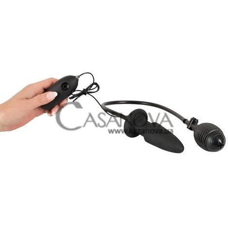 Основное фото Анальная пробка-расширитель Inflatable + Vibrating Butt Plug чёрная 12,2 см