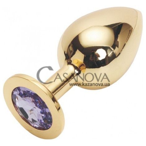 Основное фото Анальная пробка Jewelery Butt Plug Large золотистая с фиолетовым 9 см