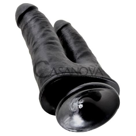 Основне фото Подвійний фалос на присосці King Cock Double Penetrator чорний 15 см