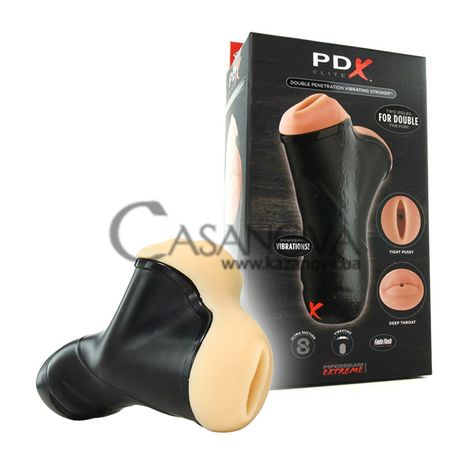 Основное фото Двойной мастурбатор PDX Double Penetration Vibrating Stroker телесный с черным