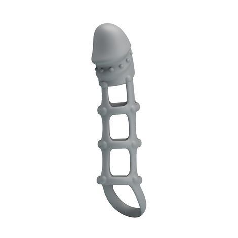 Основное фото Стимулирующая насадка Lybaile Penis Sleeve With Ball Strap серая 17 см