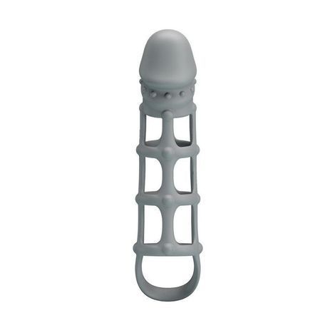 Основное фото Стимулирующая насадка Lybaile Penis Sleeve With Ball Strap серая 17 см