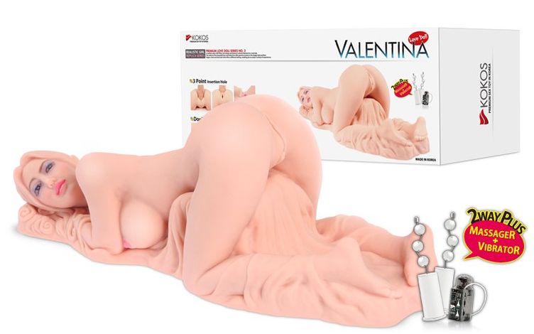 Основне фото Мастурбатор-лялька з вібрацією та ротацією Kokos Valentina Deluxe тілесний