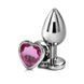 Дополнительное фото Анальная пробка EGZO Silver Heart Plug M серебристая с малиновым кристаллом 8,2 см