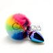 Дополнительное фото Анальная пробка Wooomy Filippi M разноцветная с разноцветным хвостом 8 см