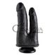 Дополнительное фото Двойной фаллос на присоске King Cock Double Penetrator чёрный 15,2 см
