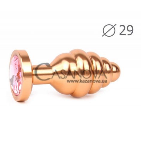Основне фото Анальна пробка Anal Jewelry Plugs Gold Plug Small золотиста з рожевим кристалом 7,1 см