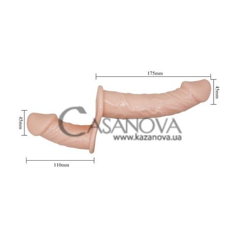 Основное фото Двухсторонний вибрострапон Ultra Passionate Harness Dual Penis Strap On телесный 17,5 см