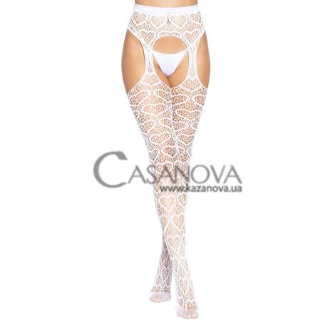Основне фото Колготки із вирізом Leg Avenue Amore Heart Net Suspender Pantyhose білі