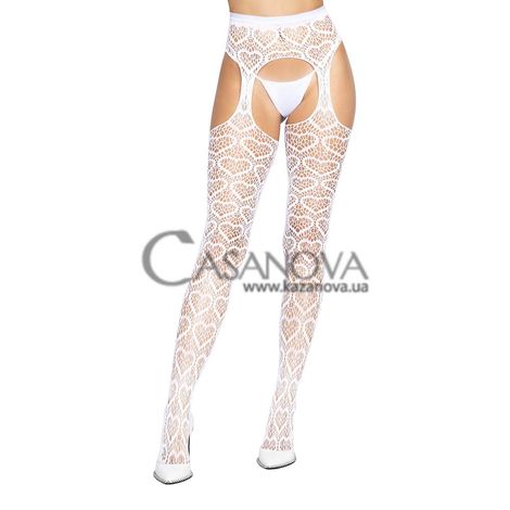 Основне фото Колготки із вирізом Leg Avenue Amore Heart Net Suspender Pantyhose білі