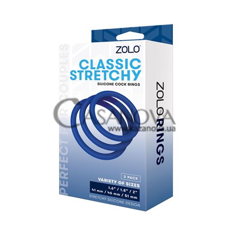 Основное фото Набор эрекционных колец Zolo Classic Stretchy Silicone Cock Ring синий
