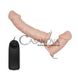 Додаткове фото Двосторонній вібрострапон Ultra Passionate Harness Dual Penis Strap On тілесний 17,5 см