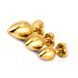 Дополнительное фото Анальная пробка EGZO Gold Heart Plug M золотистая с салатовым кристаллом 8,2 см