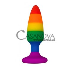 Основное фото Анальная пробка Wooomy Hiperloo Silicone Rainbow Plug L разноцветная 13,1 см