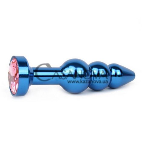 Основное фото Анальная пробка Anal Jewelry Plugs QBLU-02 синяя с розовым кристаллом 11,3 см