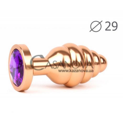 Основное фото Анальная пробка Anal Jewelry Plugs Gold Plug Small золотистая с фиолетовым кристаллом 7,1 см