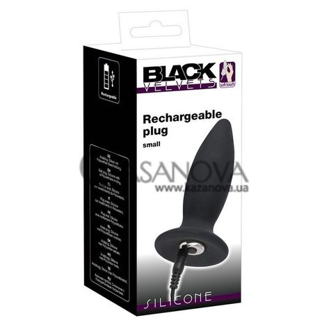 Основне фото Анальна вібропробка Black Velvets Rechargeable Plug Small чорна 11 см