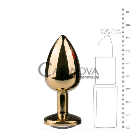 Основное фото Анальная пробка EasyToys Metal Butt Plug золотистая с белым кристаллом 7,2 см