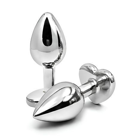 Основне фото Анальна пробка EGZO Silver Heart Plug M срібляста з бірюзовим кристалом 8,2 см