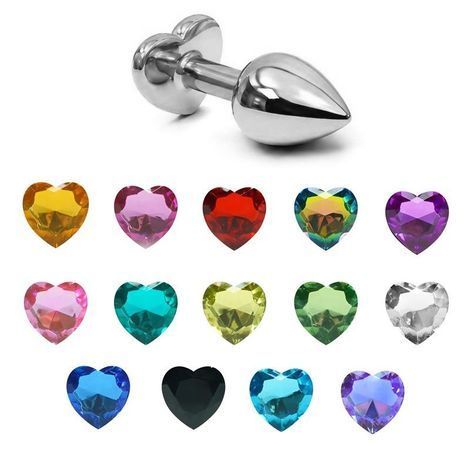 Основне фото Анальна пробка EGZO Silver Heart Plug M срібляста з бірюзовим кристалом 8,2 см