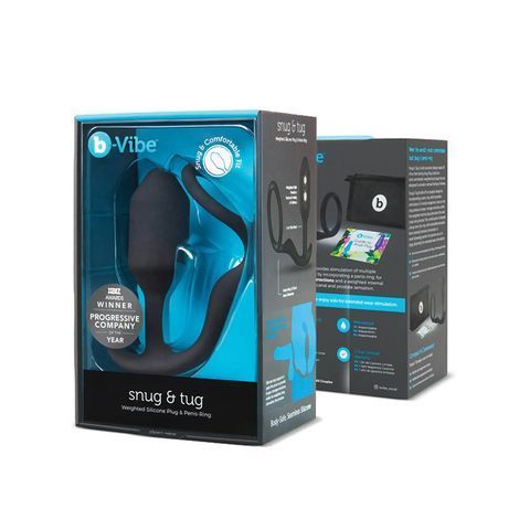 Основное фото Анальная пробка с эрекционным кольцом b-Vibe Snug & Tug чёрная 10,7 см