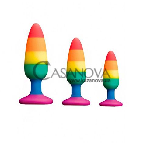 Основное фото Анальная пробка Wooomy Hiperloo Silicone Rainbow Plug L разноцветная 13,1 см