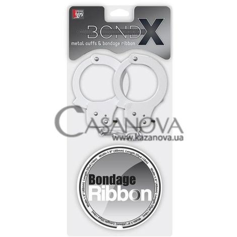 Основне фото Набір для бондажу BondX Metal Cuffs & Bondage Ribbon білий