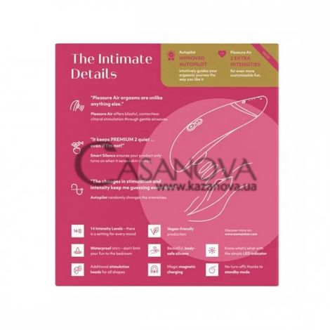 Основное фото Вакуумный клиторальный стимулятор Womanizer Premium 2 розовый 15,5 см