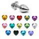 Додаткове фото Анальна пробка EGZO Silver Heart Plug M срібляста з бірюзовим кристалом 8,2 см