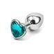 Додаткове фото Анальна пробка EGZO Silver Heart Plug M срібляста з бірюзовим кристалом 8,2 см