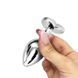 Додаткове фото Анальна пробка EGZO Silver Heart Plug M срібляста з бірюзовим кристалом 8,2 см