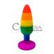 Дополнительное фото Анальная пробка Wooomy Hiperloo Silicone Rainbow Plug L разноцветная 13,1 см