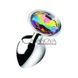 Додаткове фото Анальна пробка Xr Brands Booty Sparks Rainbow Prism Gem Small срібляста з різнокольоровим каменем 7,1 см
