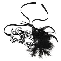 Основное фото Маска на глаза с перьями и кристаллом Steamy Shades Mardi Gras Mask With Feathers чёрная