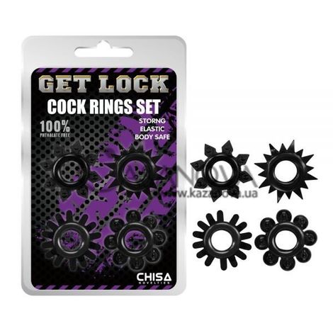 Основне фото Набір ерекційних кілець Get Lock Cock Rings Set чорний