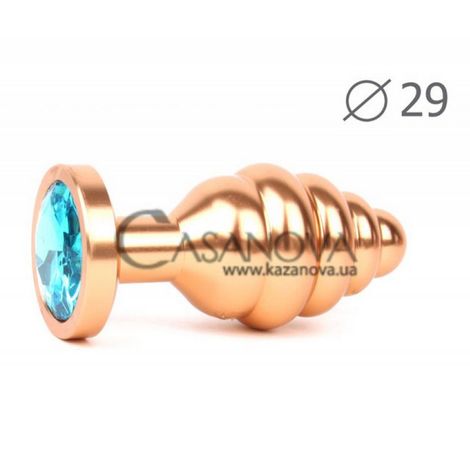 Основное фото Анальная пробка Anal Jewelry Plugs Gold Plug Small золотистая с голубым кристаллом 7,1 см