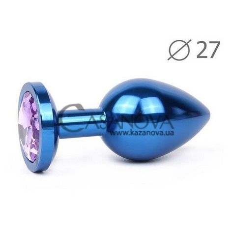 Основне фото Анальна пробка Anal Jewelry Plugs Small синя з бузковим кристалом 7 см
