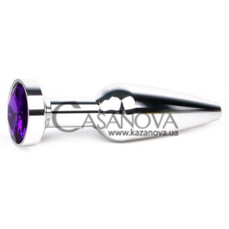 Основное фото Анальная пробка Anal Jewelry Plugs серебристая с фиолетовым кристаллом 11,3 см