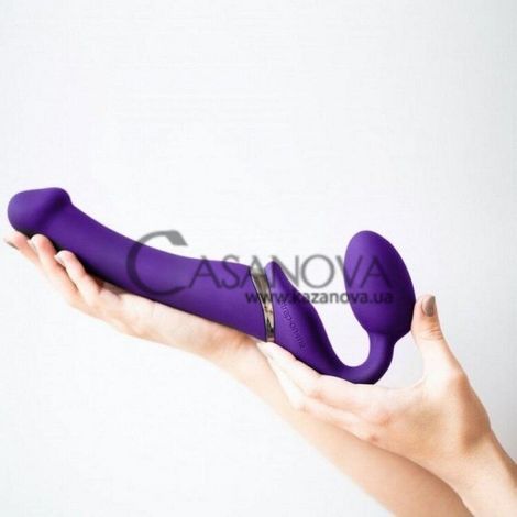 Основне фото Безремінний страпон з вібрацією Strap-On-Me Vibrating Bendable Strap-On M фіолетовий 15,6 см