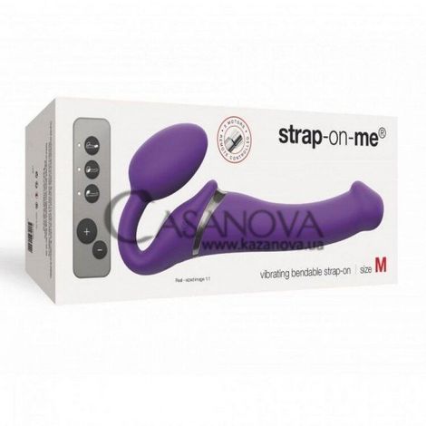 Основное фото Безремневой страпон с вибрацией Strap-On-Me Vibrating Bendable Strap-On M фиолетовый 15,6 см