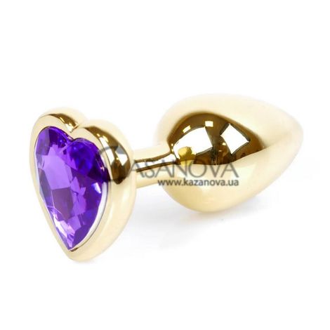 Основне фото Анальна пробка Jewellery Gold Heart Purple Crystal золотиста 7 см
