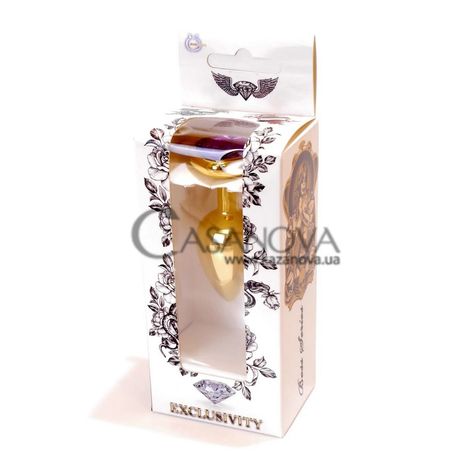 Основное фото Анальная пробка Jewellery Gold Heart Purple Crystal золотистая 7 см