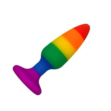 Основне фото Анальна пробка Wooomy Hiperloo Silicone Rainbow Plug M різнокольорова 11 см